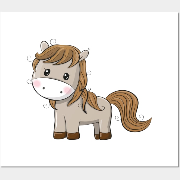 Pony Horse Cute Kawaii Cartoon Wall Art by ProjectX23Red